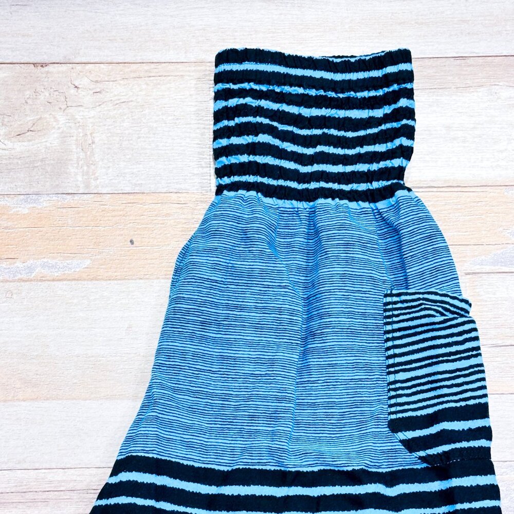 LOFBAZ Black & Blue Striped Harem Pants | Boho Lightweight Viscose | Large * - Picture 3 of 8
